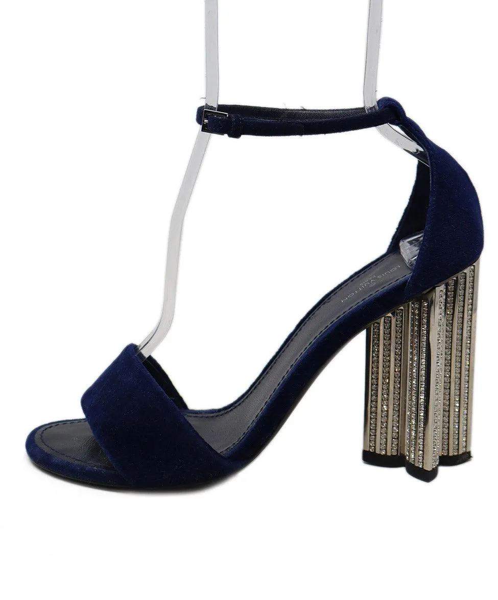Louis Vuitton Navy Velvet Rhinestone Heels sz 9