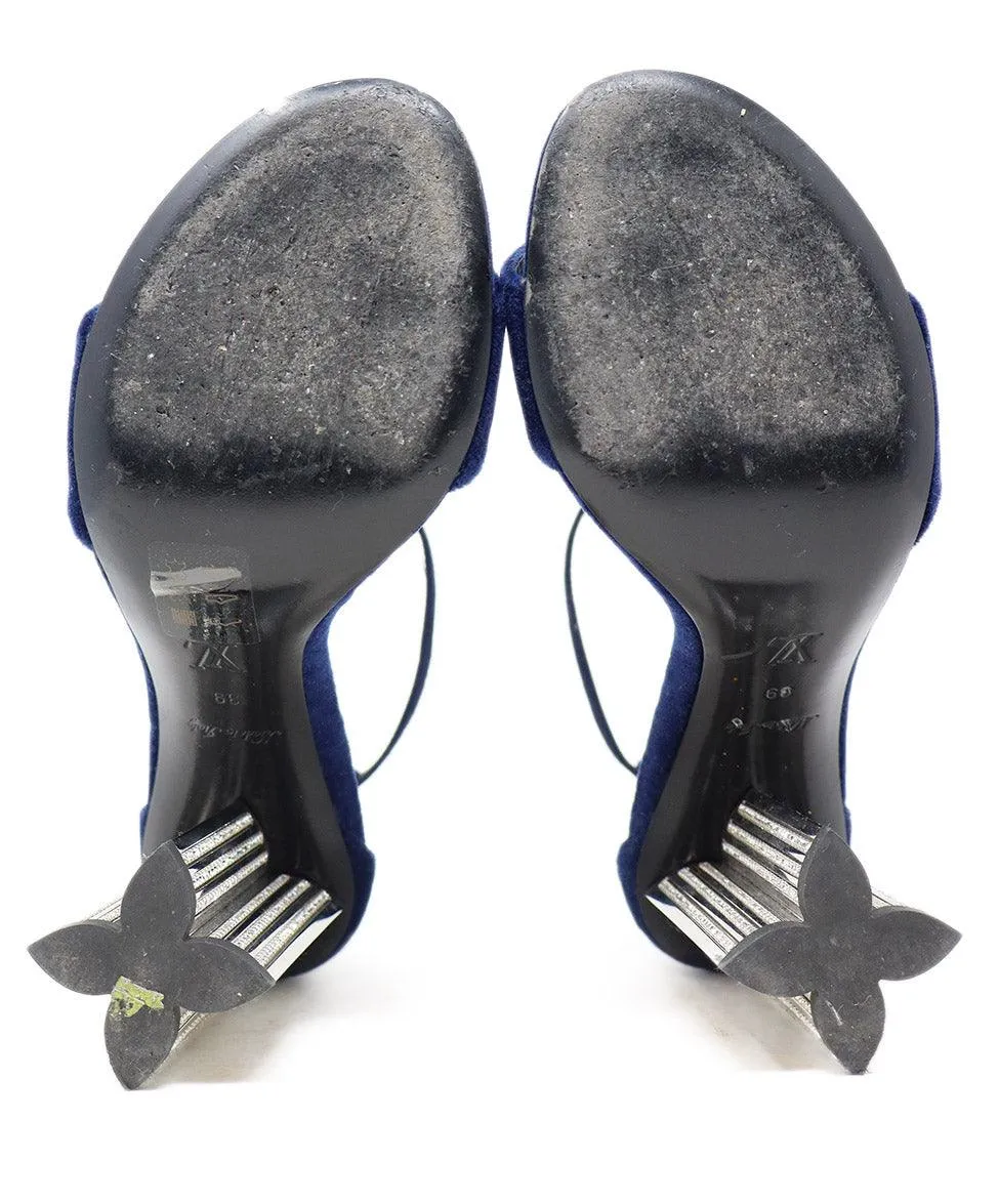 Louis Vuitton Navy Velvet Rhinestone Heels sz 9