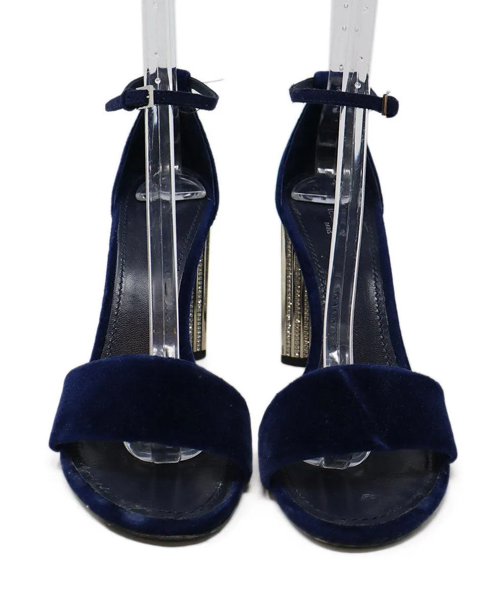Louis Vuitton Navy Velvet Rhinestone Heels sz 9