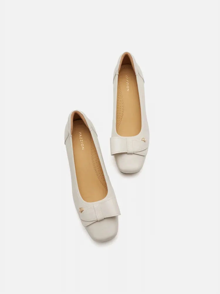 Lysandra Leather Bow Low Block Heels