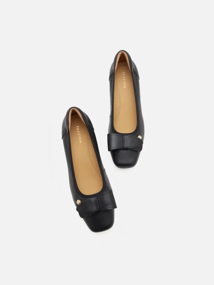 Lysandra Leather Bow Low Block Heels