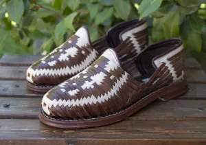 MENS BROWN LEATHER 2 TONE MEXICAN SHOE SANDALS
