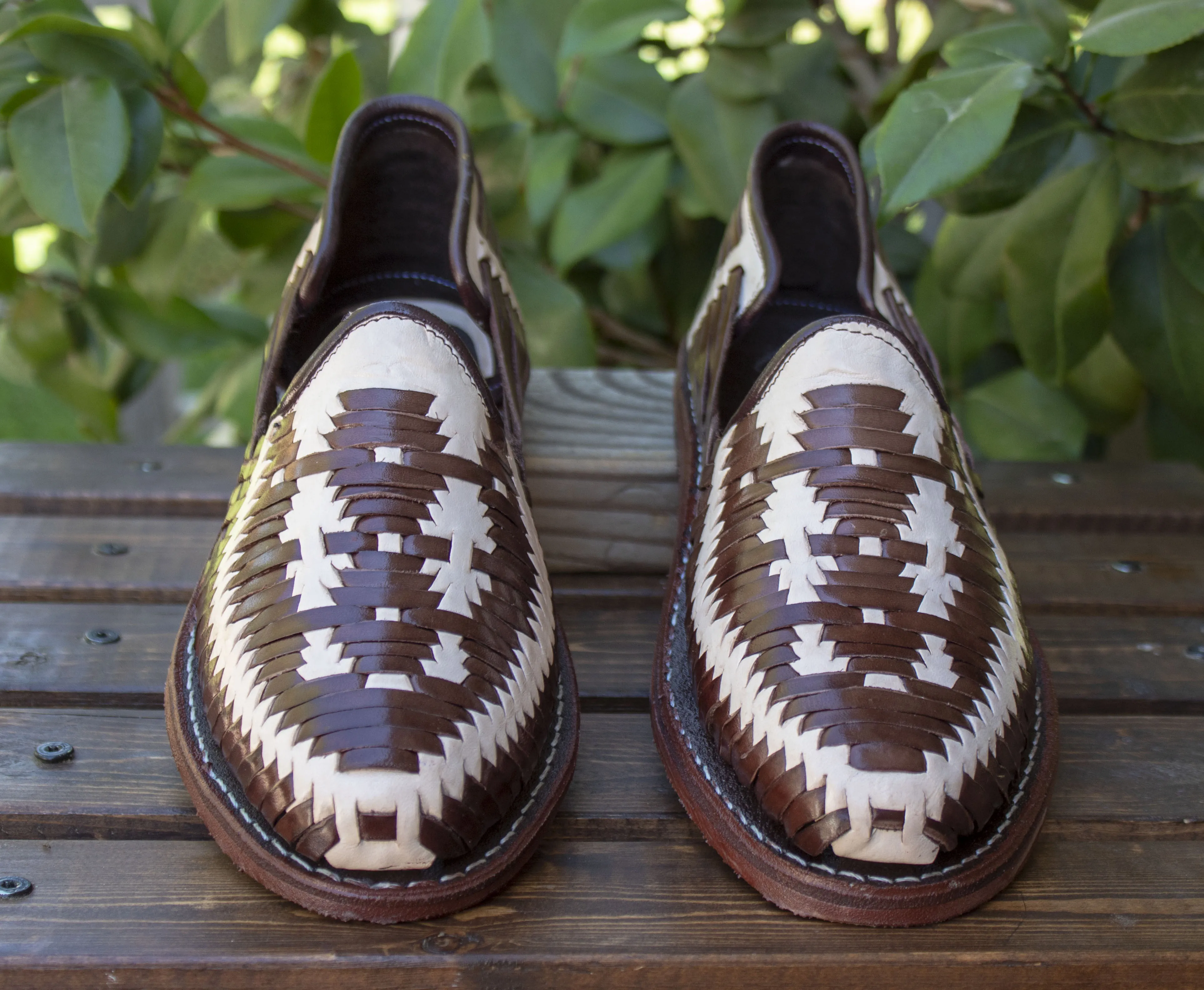 MENS BROWN LEATHER 2 TONE MEXICAN SHOE SANDALS