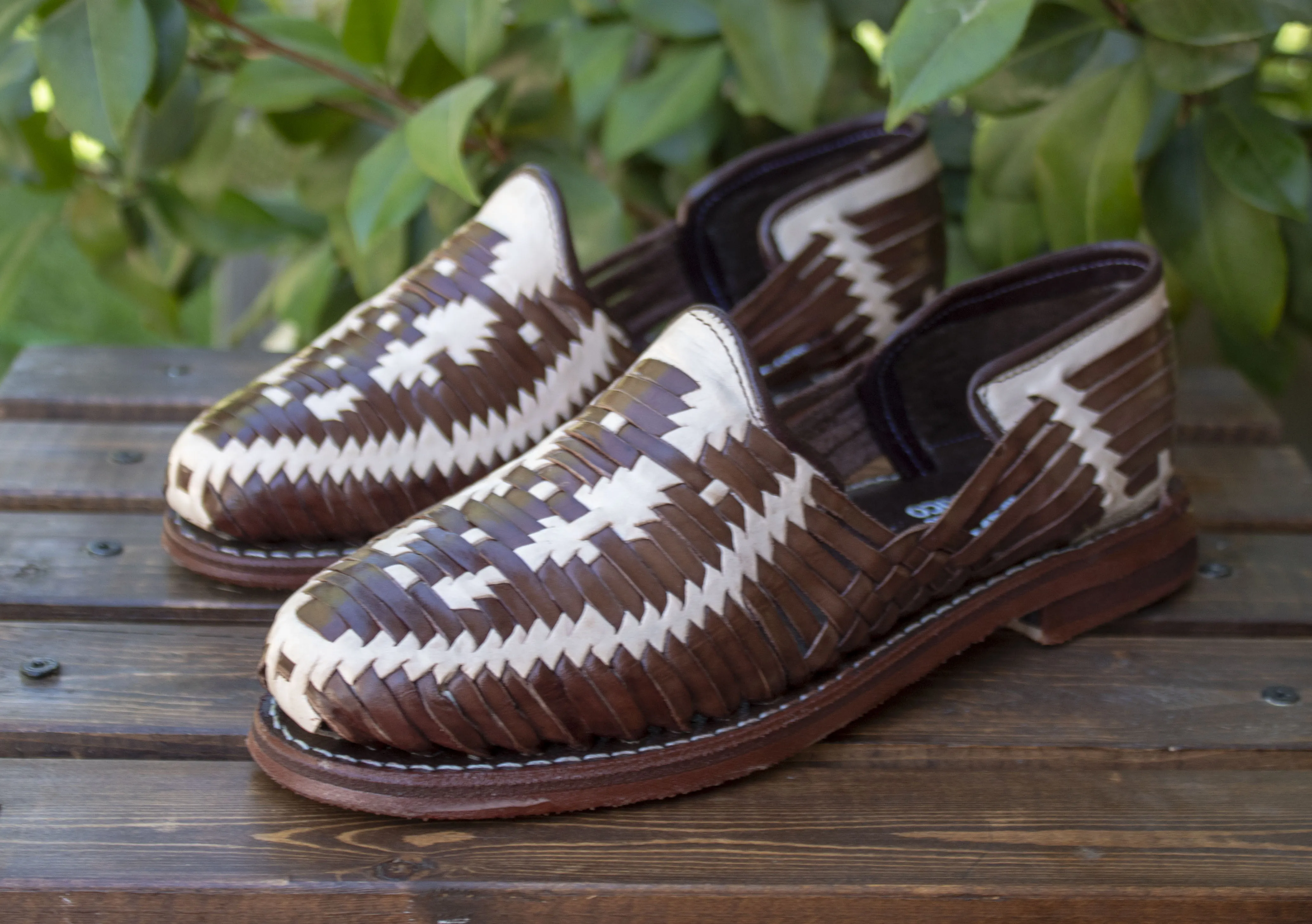 MENS BROWN LEATHER 2 TONE MEXICAN SHOE SANDALS