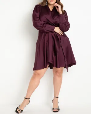 Mini Satin Wrap Dress | Potent Purple
