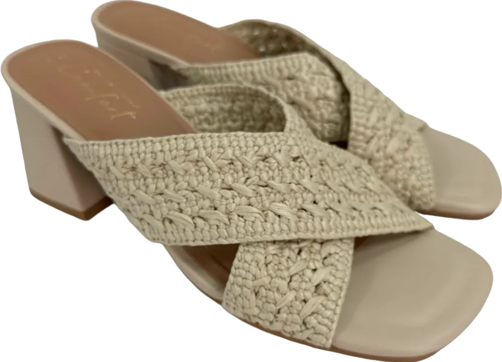New Look Beige Crochet Heeled Sandals EU 38 UK 5