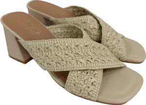 New Look Beige Crochet Heeled Sandals EU 38 UK 5