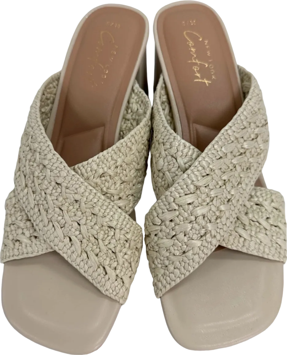 New Look Beige Crochet Heeled Sandals EU 38 UK 5
