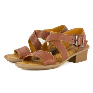 Nombeke : Ladies Leather Mid-Heel Sandal in Suede Cayak