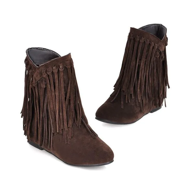 Nubuck Leather Tassel Women's Boots