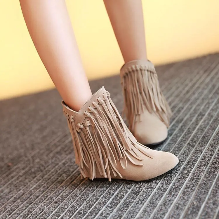 Nubuck Leather Tassel Women's Boots