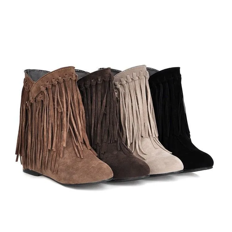 Nubuck Leather Tassel Women's Boots