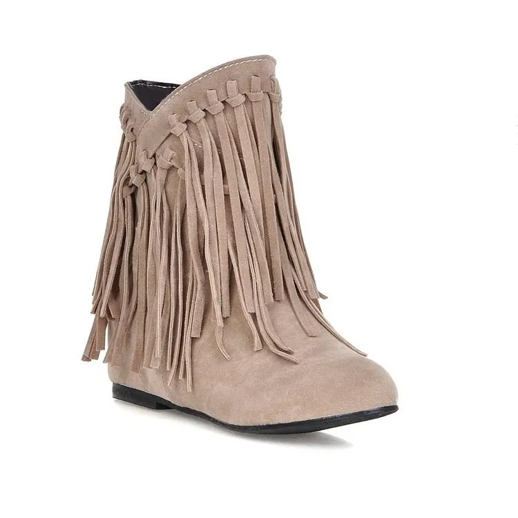 Nubuck Leather Tassel Women's Boots