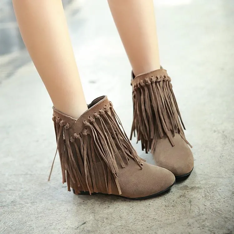 Nubuck Leather Tassel Women's Boots