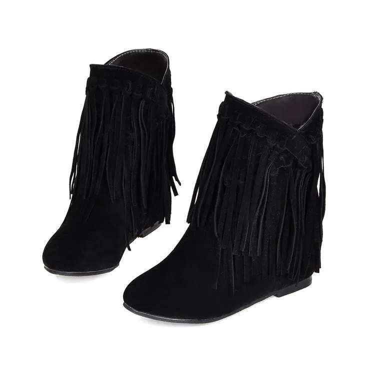 Nubuck Leather Tassel Women's Boots