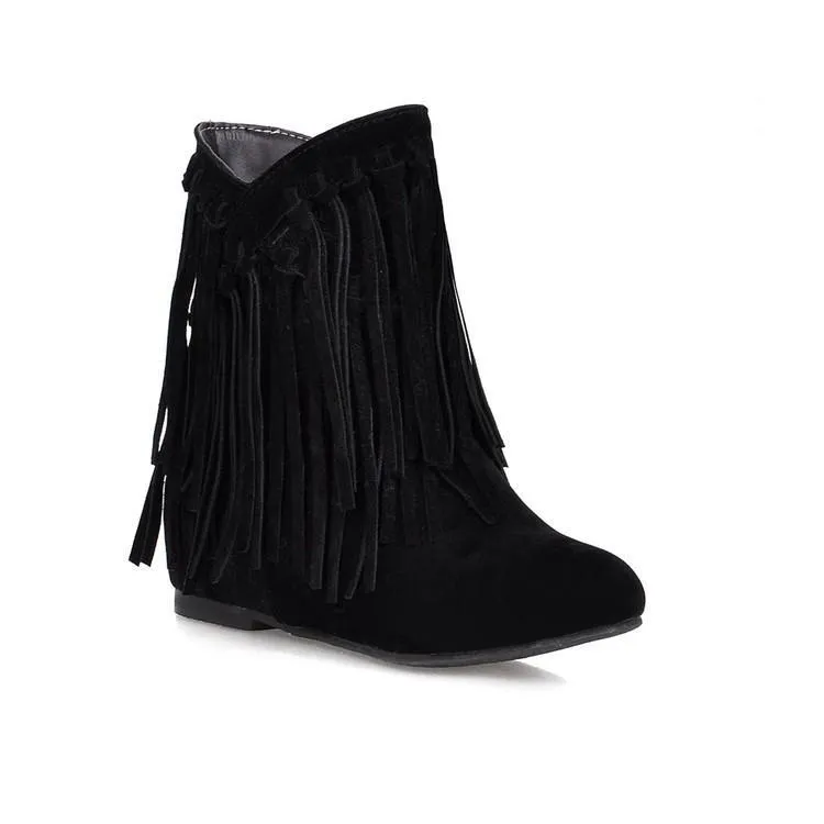 Nubuck Leather Tassel Women's Boots