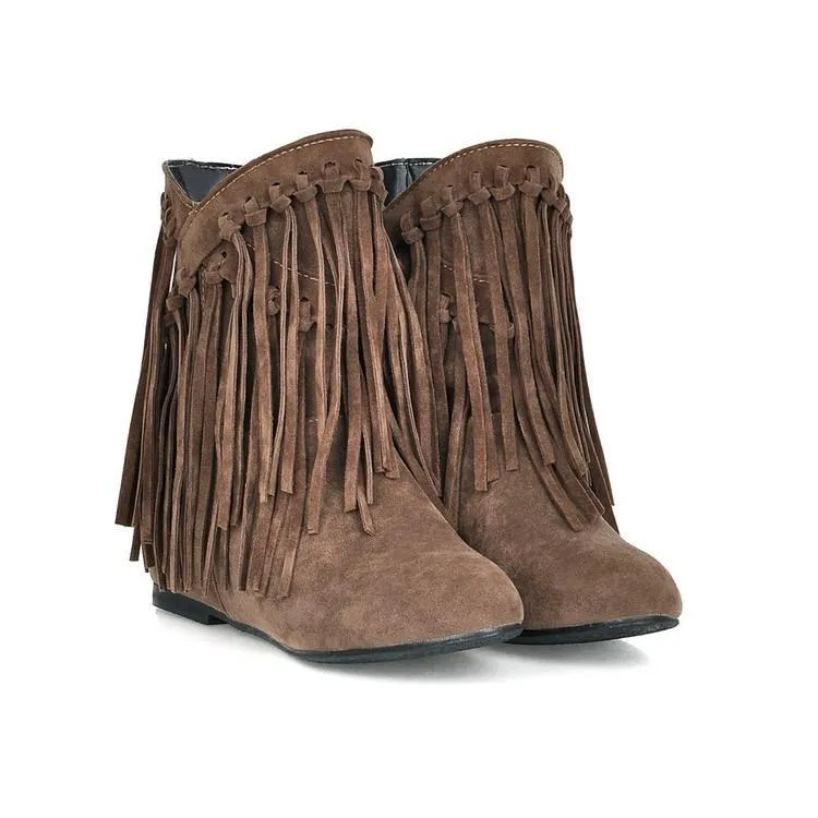 Nubuck Leather Tassel Women's Boots