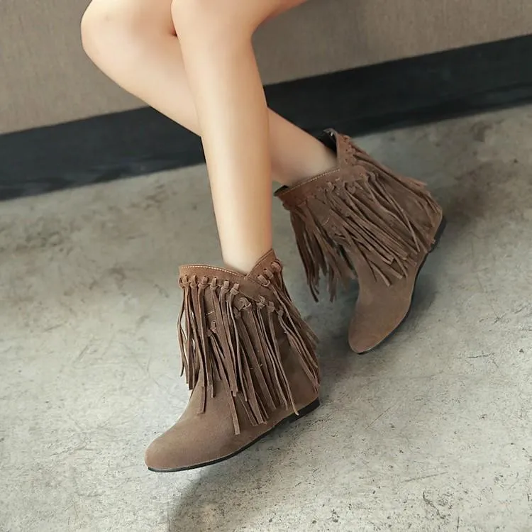 Nubuck Leather Tassel Women's Boots