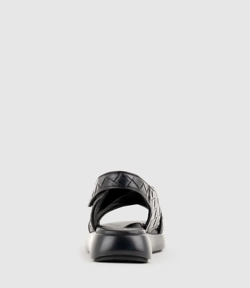 OBAMA Crossover Sandal on Unit in Black Weave