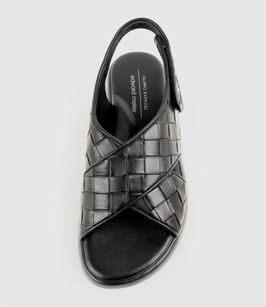OBAMA Crossover Sandal on Unit in Black Weave