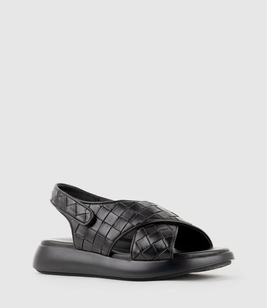 OBAMA Crossover Sandal on Unit in Black Weave