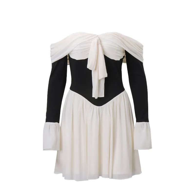 Off-Shoulder Contrast Dress