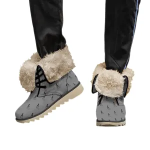 Officially Sexy Dark Grey & Black Skyline Collection Plush Boots