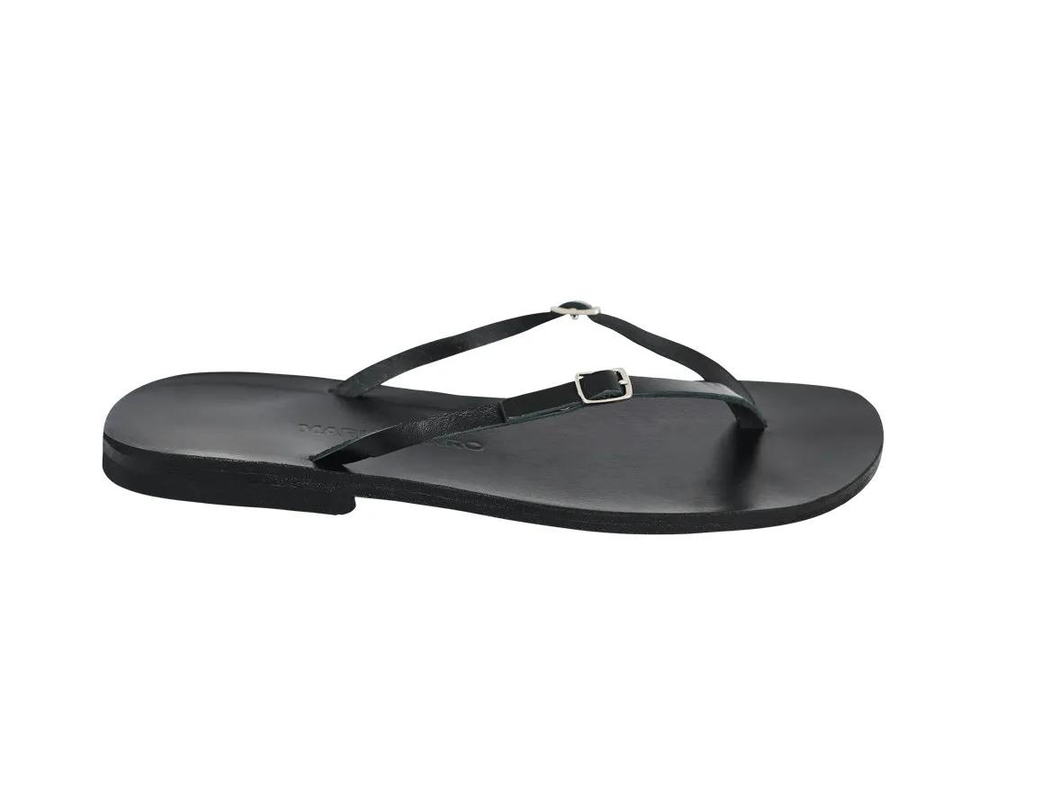 PAXI flip flops — black leather