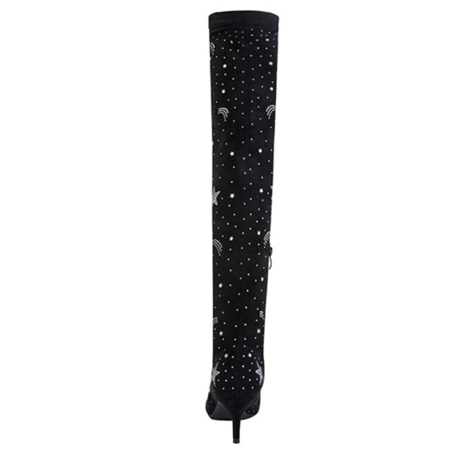 Pointed suede water drill Knee Boots