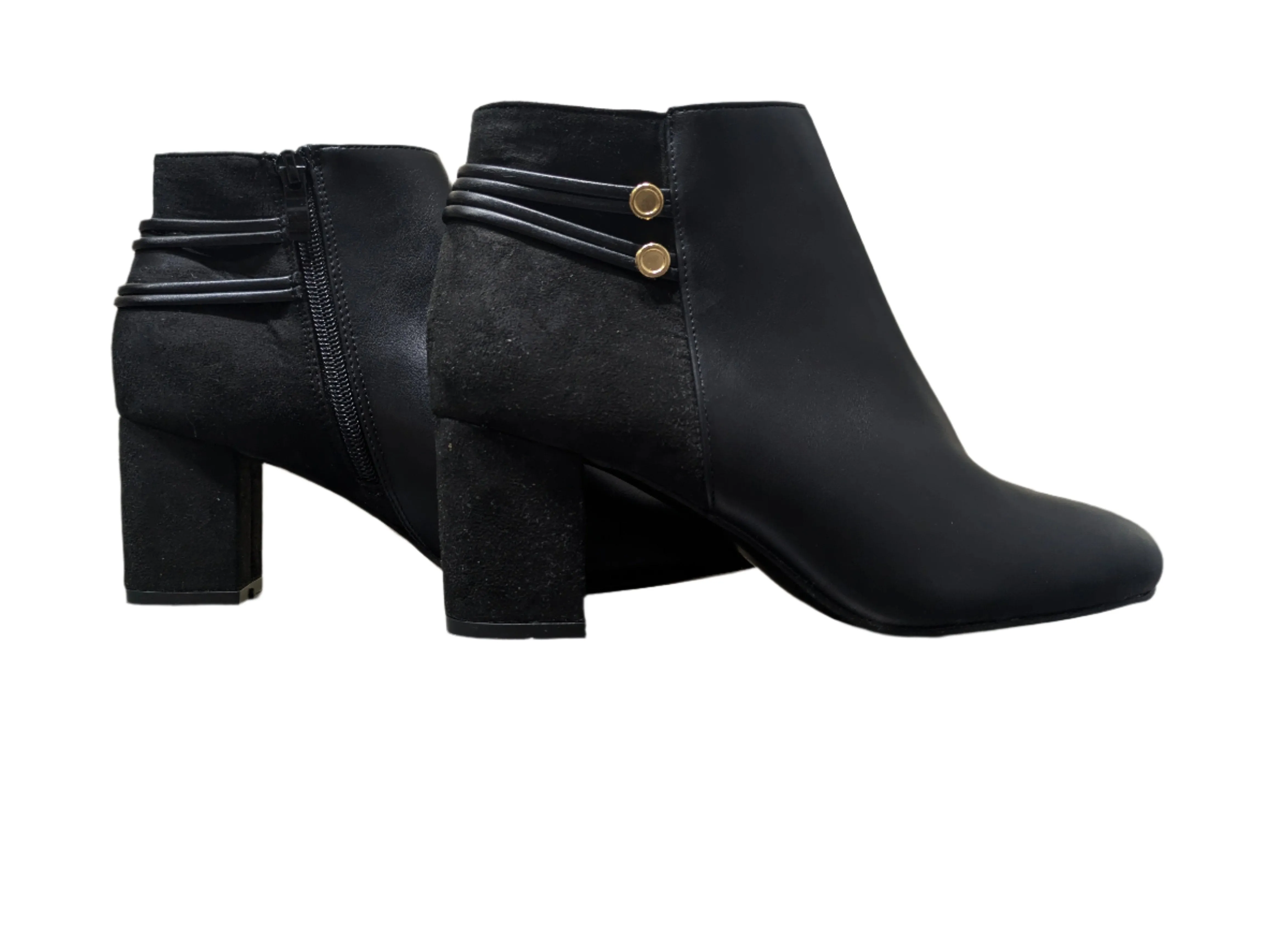 Poti Pati Black Shoes with Golden Buttons - Size EU 39 / UK 6 / US 8