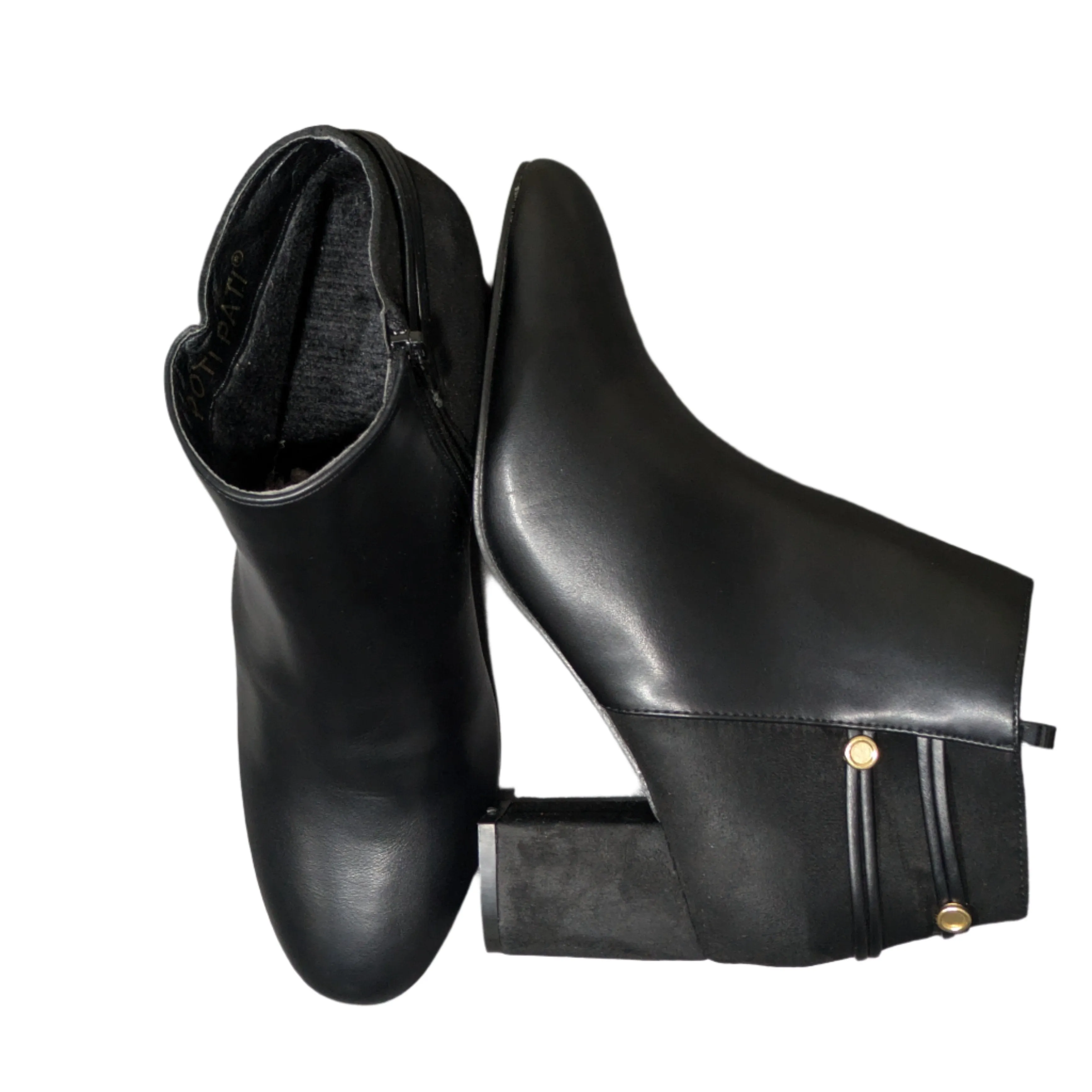 Poti Pati Black Shoes with Golden Buttons - Size EU 39 / UK 6 / US 8