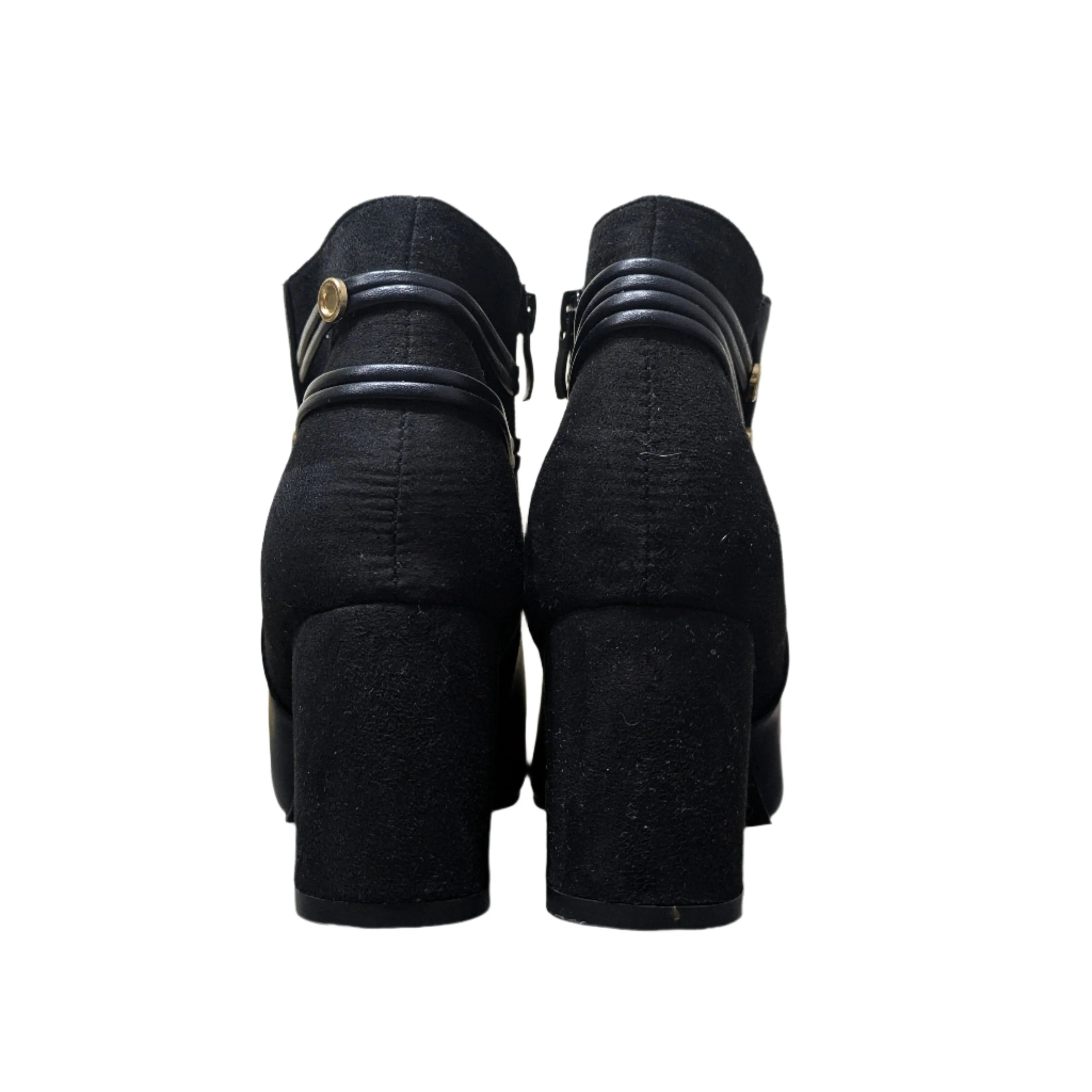 Poti Pati Black Shoes with Golden Buttons - Size EU 39 / UK 6 / US 8