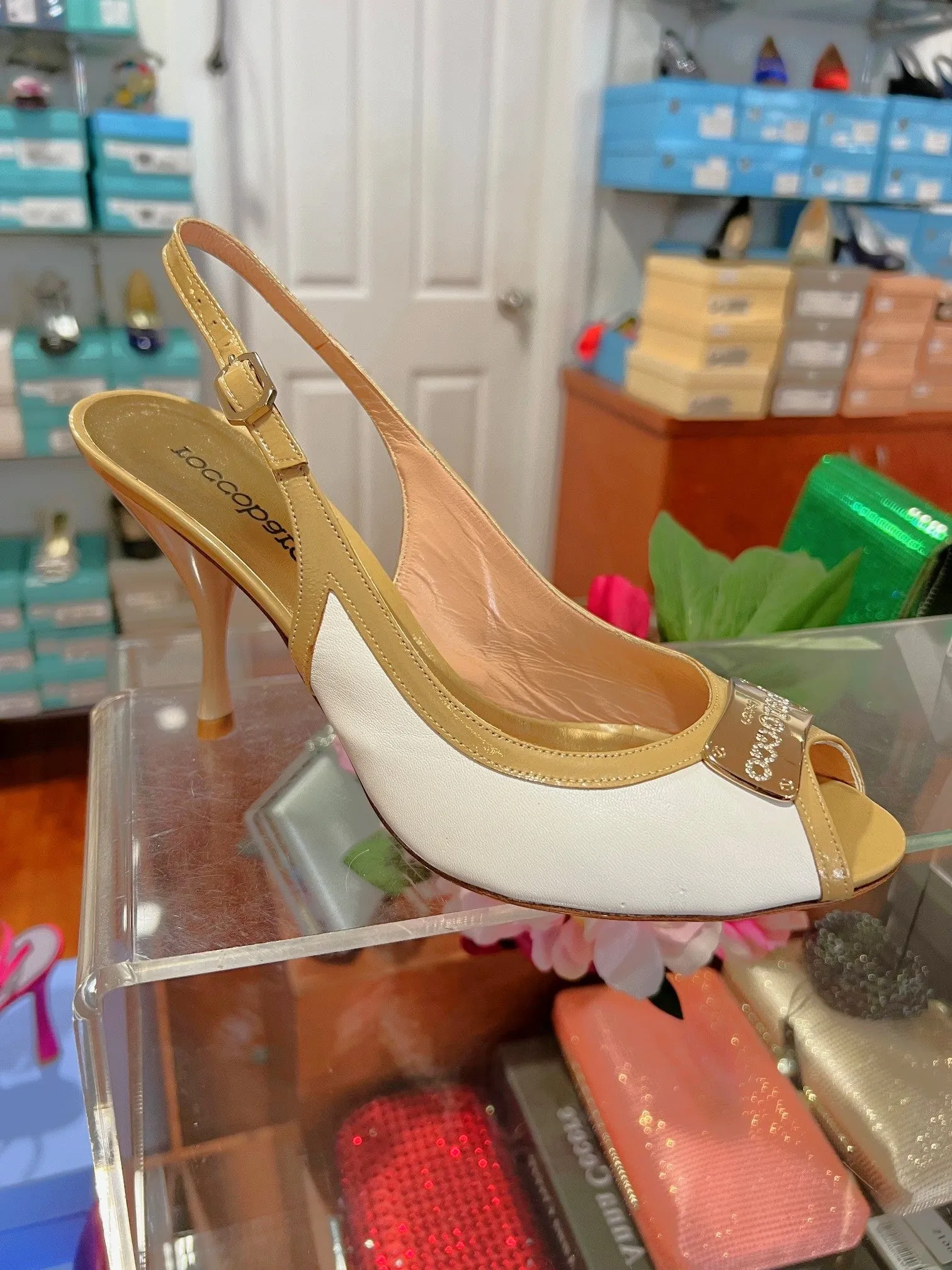 ROCCOBAROCCO 4252 White Beige High Heels