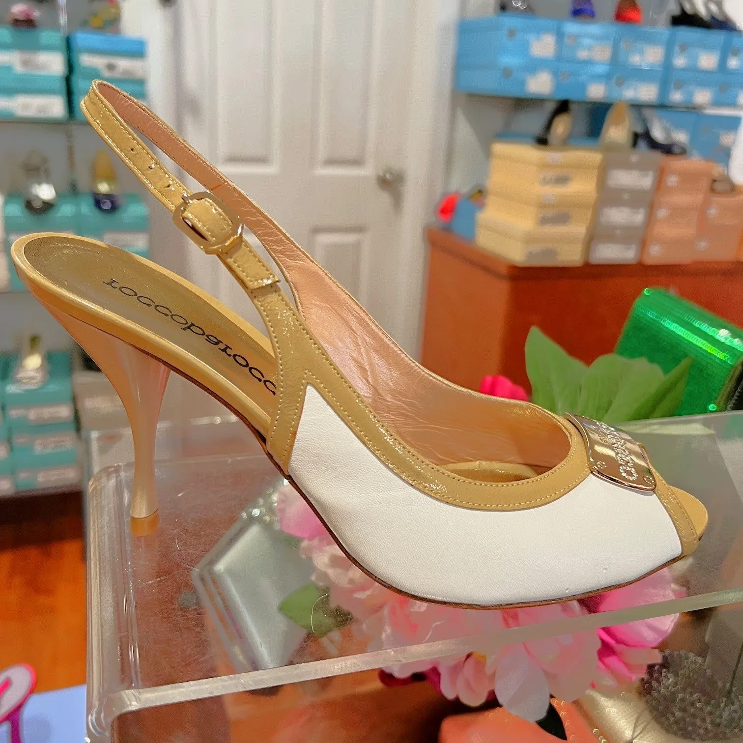 ROCCOBAROCCO 4252 White Beige High Heels