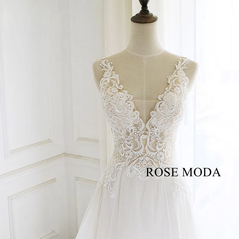 Rosemoda Elegant Lace Illusion A Line Wedding Dress