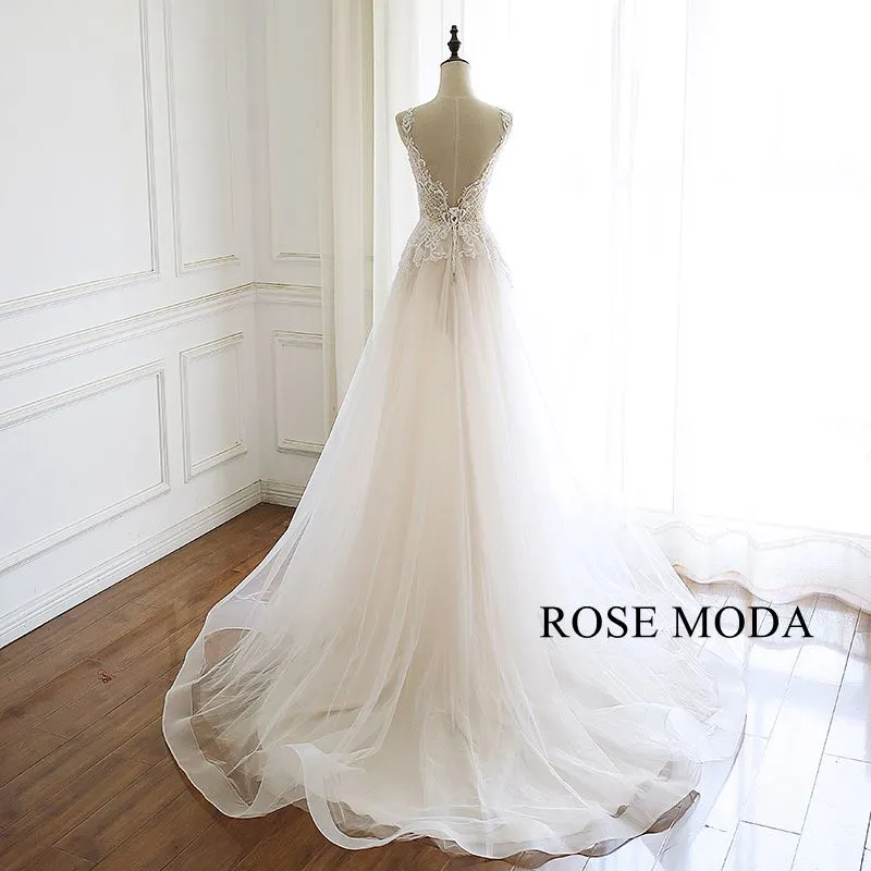 Rosemoda Elegant Lace Illusion A Line Wedding Dress