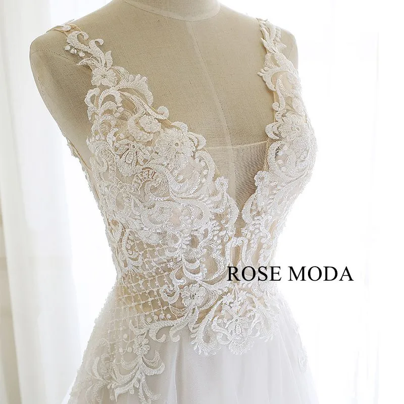 Rosemoda Elegant Lace Illusion A Line Wedding Dress