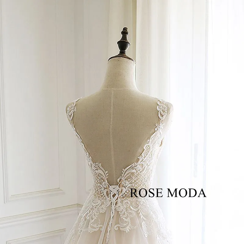 Rosemoda Elegant Lace Illusion A Line Wedding Dress