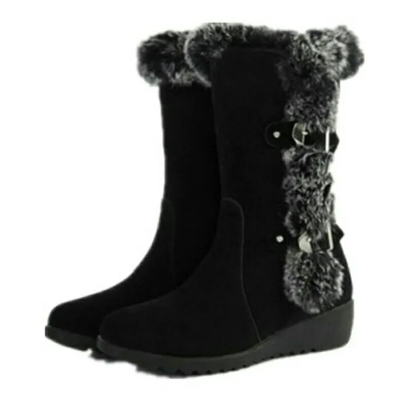 Round Toe Fur Decorate Warm Half Winter Boots