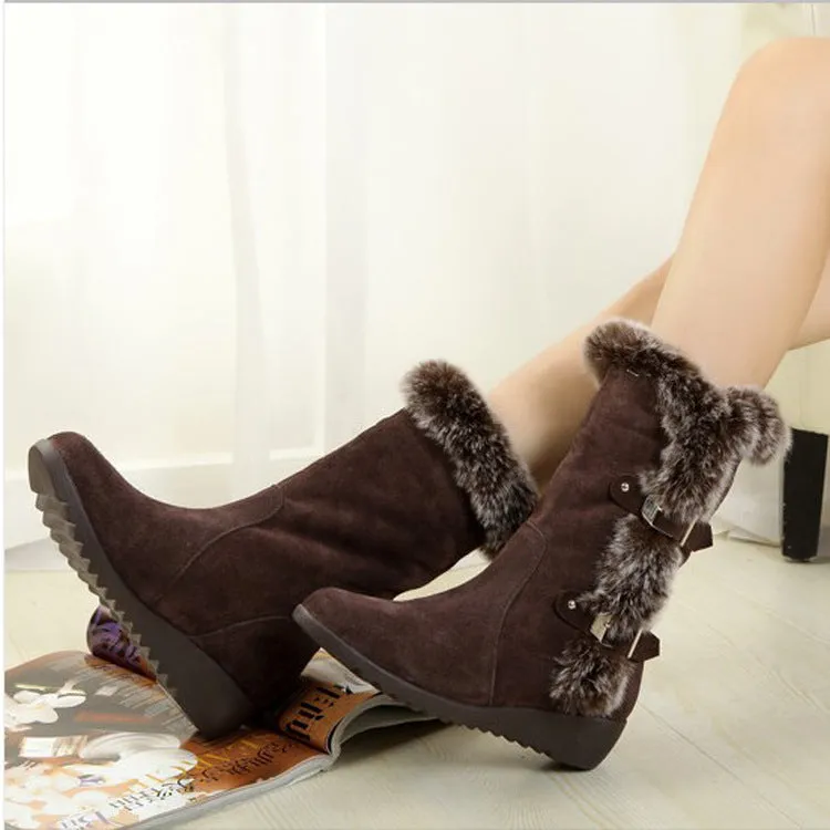 Round Toe Fur Decorate Warm Half Winter Boots