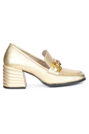 Saint G - Vera Metallic Heeled Loafers Footwear - Gold