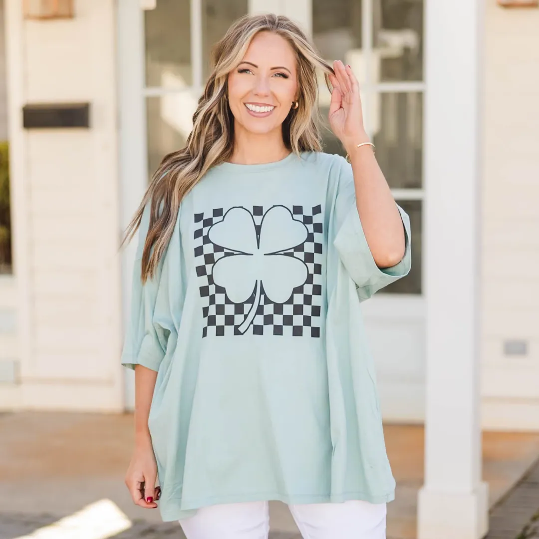 Shamrock and Roll Boyfriend Tee, Dusty Green