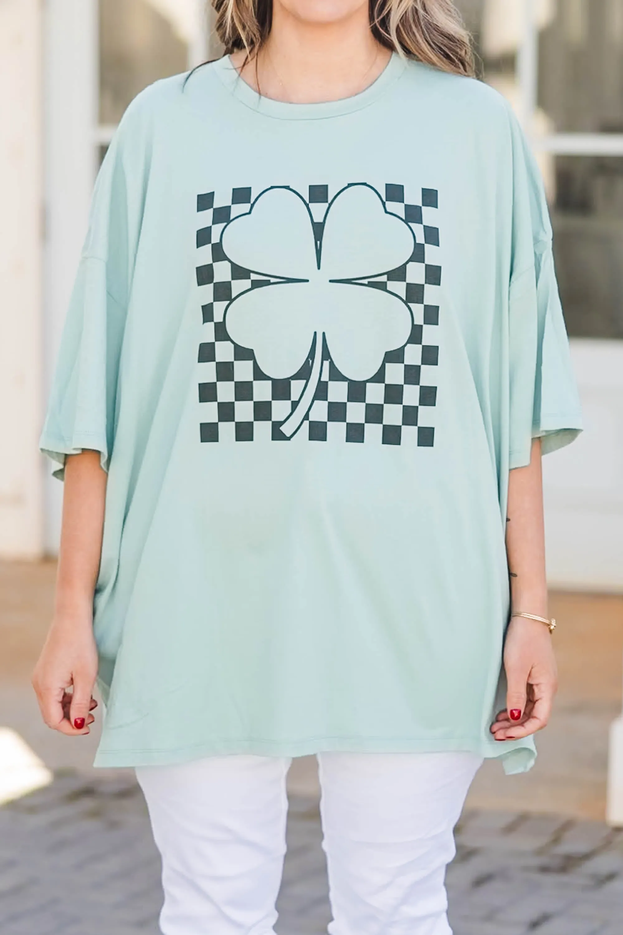 Shamrock and Roll Boyfriend Tee, Dusty Green