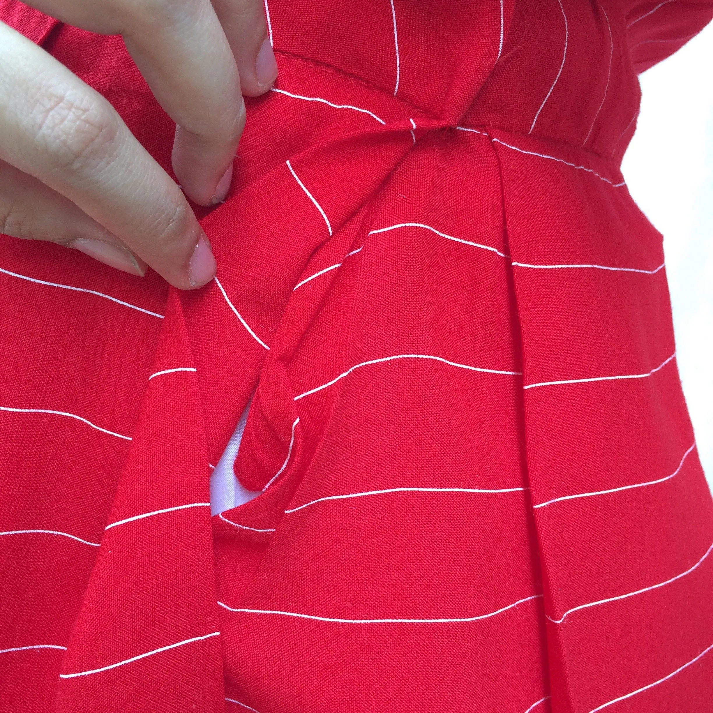Simply Red | Vintage Homemade Handmade pinstripe Nautical wide-collar Red Dress