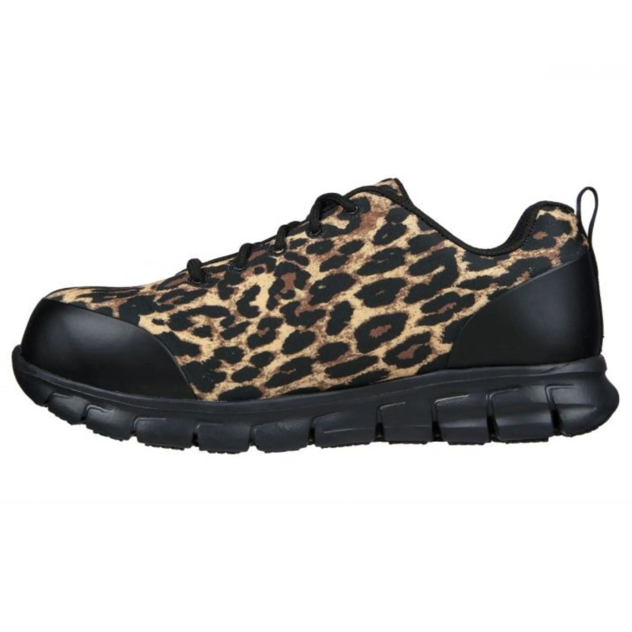 Skechers Women's 108083 Sure Track Saivy Leopard Safety Toe Metal Free Work Shoes (WIDE)