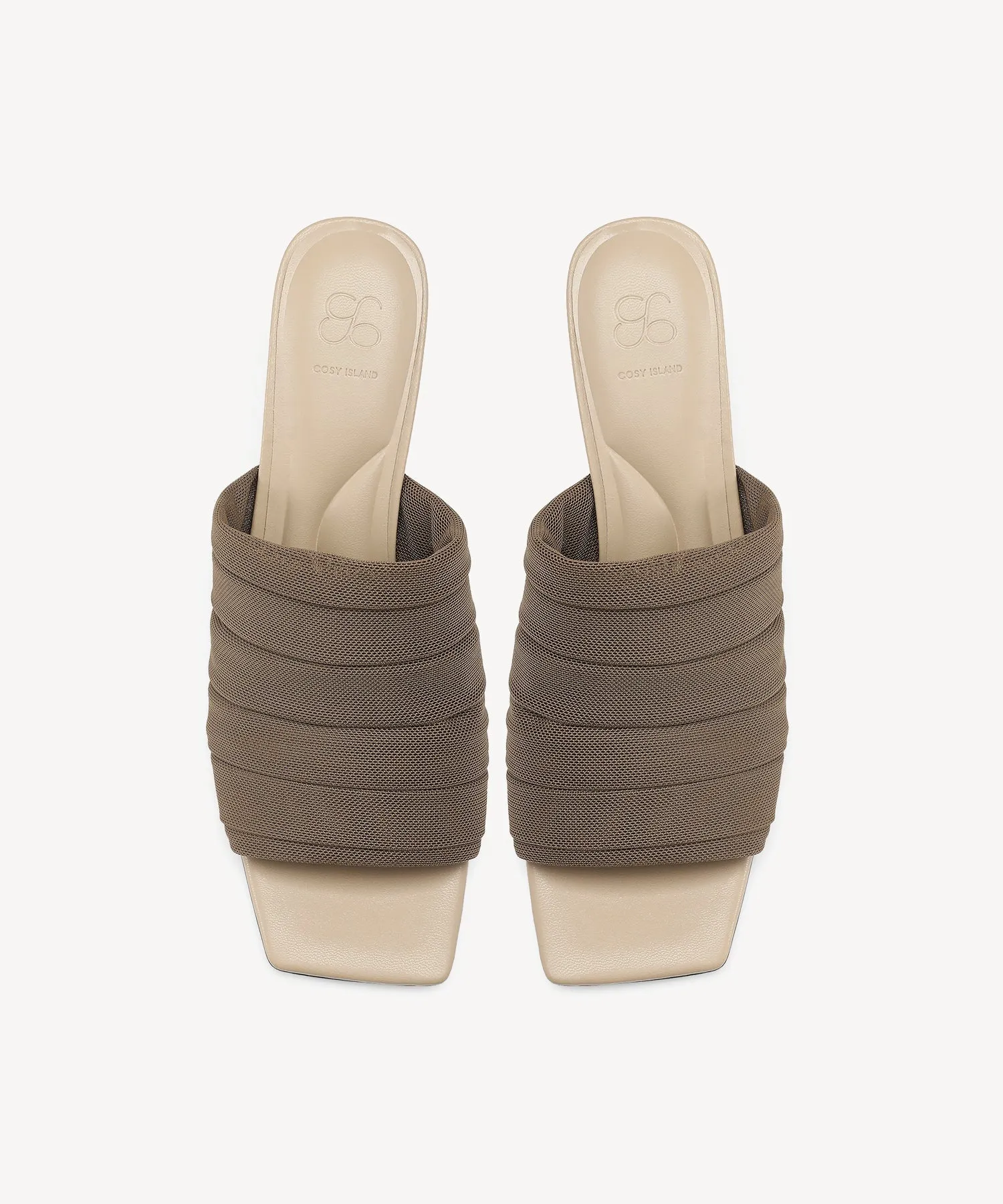 StretchArch Textured Square Toe Heeled Sandals