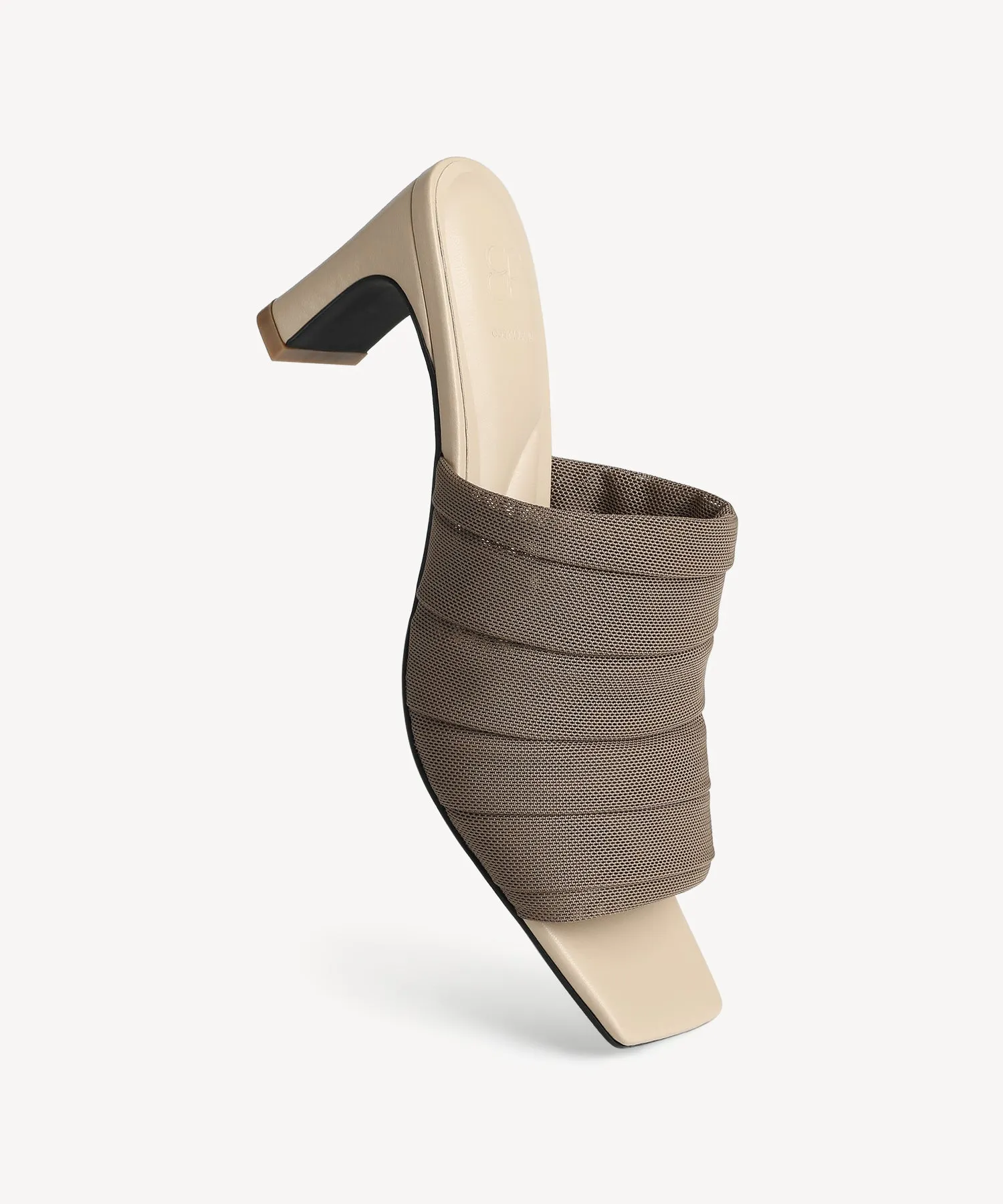 StretchArch Textured Square Toe Heeled Sandals