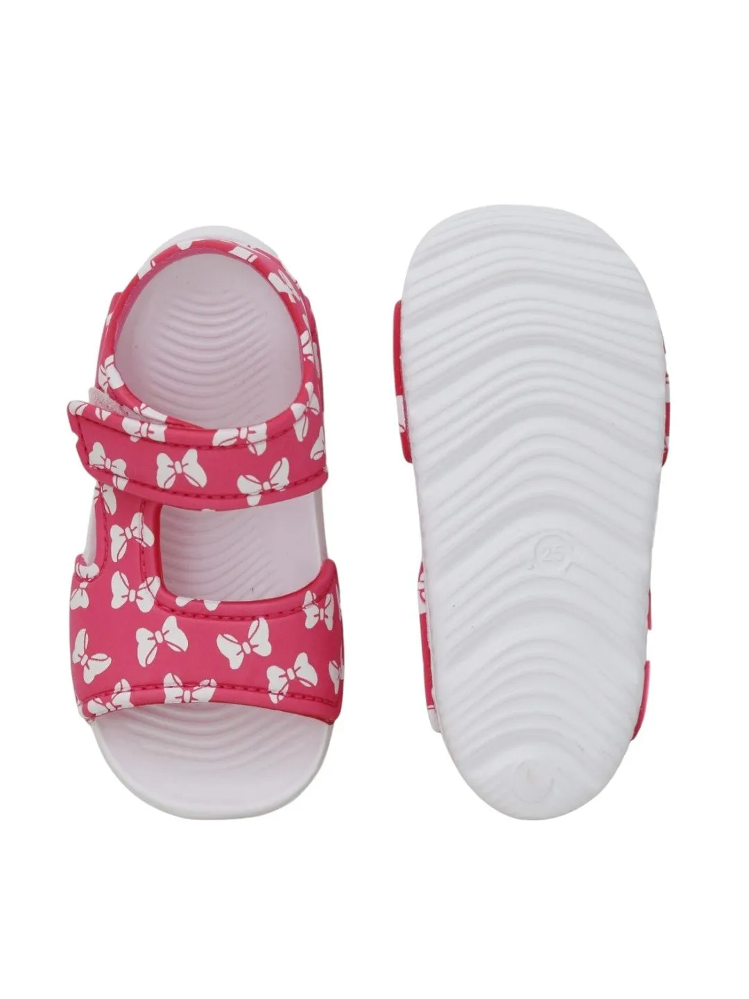 Sweet Charm All-over Bow Print Pink Sandals for Kids