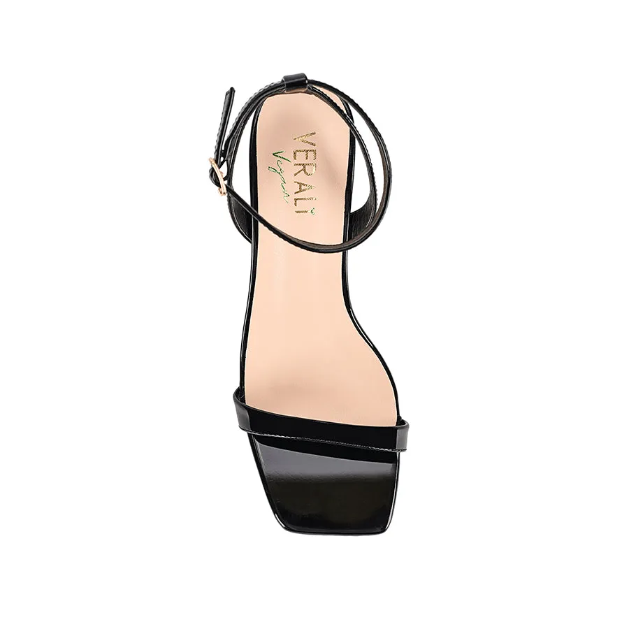 Tally Kitten Heel Sandals - Black Patent