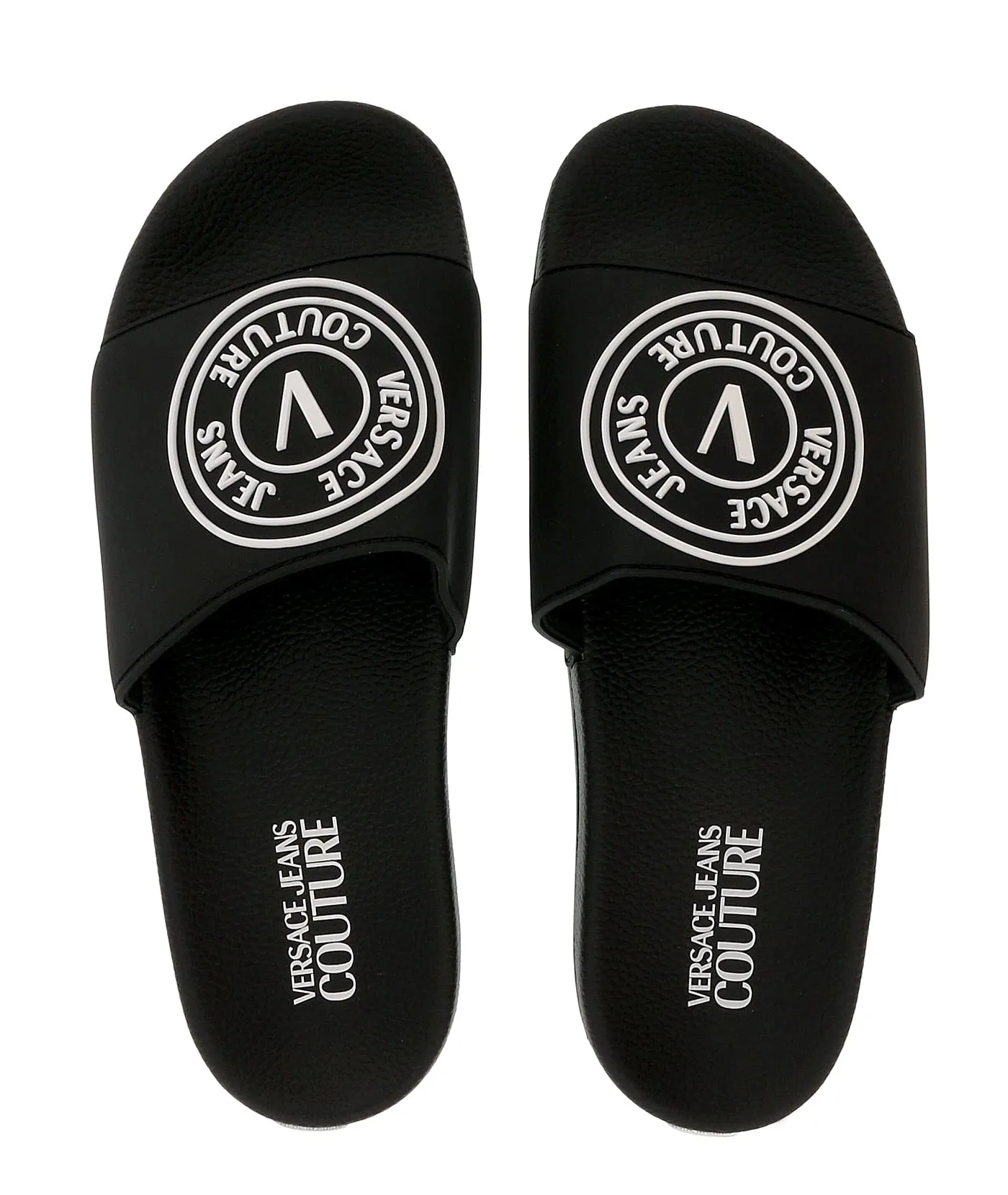 Versace Jeans Couture Black V Medallion Logo Pool Slide-